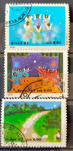 C 1568 Selo Natal Religiao 1987 Serie Completa Circulado 3