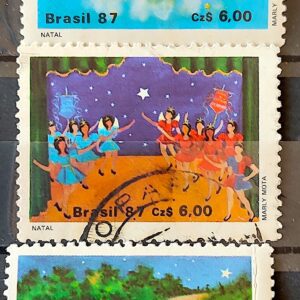 C 1568 Selo Natal Religiao 1987 Serie Completa Circulado 3