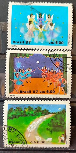 C 1568 Selo Natal Religiao 1987 Serie Completa Circulado 4
