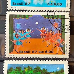 C 1568 Selo Natal Religiao 1987 Serie Completa Circulado 4