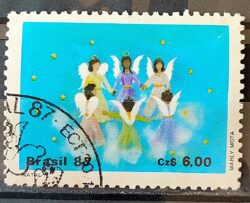 C 1568 Selo Natal Religiao Anunciacao 1987 Circulado 1