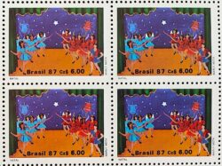 C 1569 Selo Natal Religiao Folguedos Populares 1987 Quadra