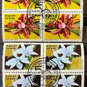 C 1572 Selo 50 Anos Sociedade Brasileira de Orquidofilos Flora Orquidea 1987 Quadra CBC RJ Serie Completa