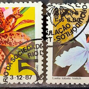 C 1572 Selo 50 Anos Sociedade Brasileira de Orquidofilos Flora Orquidea 1987 Serie Completa Circulado 1