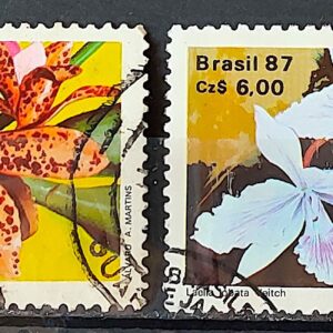 C 1572 Selo 50 Anos Sociedade Brasileira de Orquidofilos Flora Orquidea 1987 Serie Completa Circulado 3