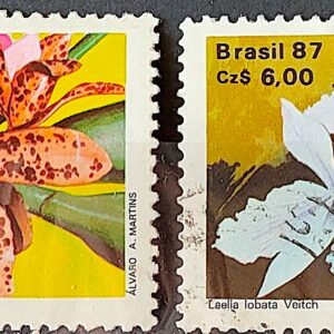C 1572 Selo 50 Anos Sociedade Brasileira de Orquidofilos Flora Orquidea 1987 Serie Completa Circulado 5