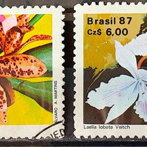 C 1572 Selo 50 Anos Sociedade Brasileira de Orquidofilos Flora Orquidea 1987 Serie Completa Circulado 7