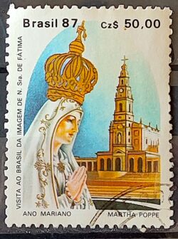 C 1574 Selo Nossa Senhora de Fatima Ano Mariano Religiao 1987 Circulado 11