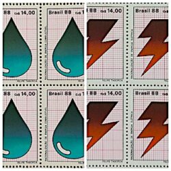 C 1579 Selo Racionalizacao de Energia Petroleo Eletricidade 1988 Quadra Serie Completa
