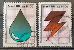 C 1579 Selo Racionalizacao de Energia Petroleo Eletricidade 1988 Serie Completa Circulado 1