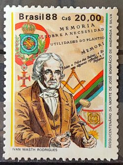 C 1582 Selo 150 Anos Jose Bonifacio Maconaria Historia Brasao 1988