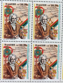 C 1582 Selo 150 Anos Jose Bonifacio Maconaria Historia Brasao 1988 Quadra