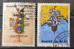 C 1583 Selo 100 Anos Abolicao da Escravatura Lei Aurea Navio Negreiro 1988 Serie Completa Circulado 1