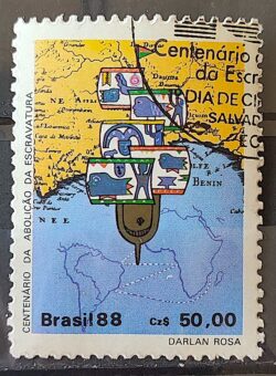 C 1584 Selo 100 Anos Abolicao da Escravatura Navio Negreiro 1988 Circulado 2