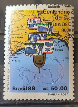 C 1584 Selo 100 Anos Abolicao da Escravatura Navio Negreiro 1988 Circulado 3