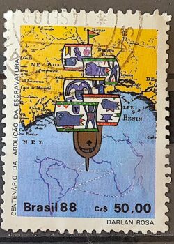 C 1584 Selo 100 Anos Abolicao da Escravatura Navio Negreiro 1988 Circulado 7