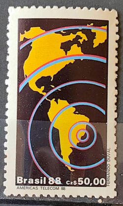 C 1588 Selo Telecom Telecomunicacao Comunicacao Mapa 1988