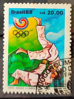 C 1590 Selo Olimpiadas de Seul Coreia do Sul Judo 1988 Circulado 2