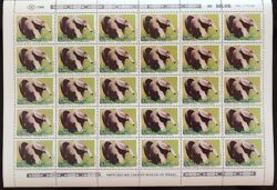 C 1591 Selo Fauna Mamiferos em Extincao Tamandua Ourico Preto Cachorro do Mato 1988 Folha Serie Completa