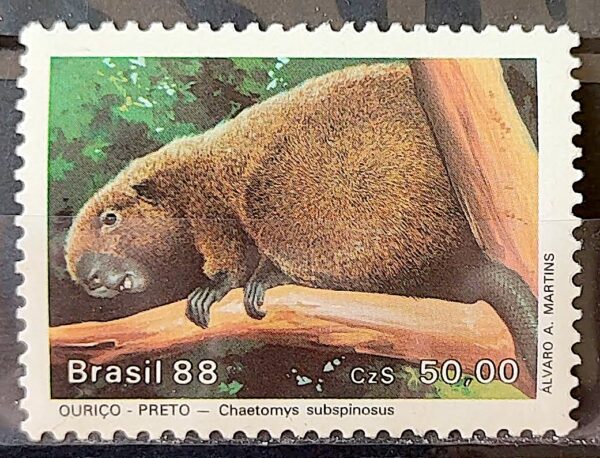 C 1592 Selo Fauna Mamiferos em Extincao Ourico Preto 1988 2