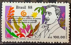 C 1602 Selo Dia do Livro Literatura Poesias Olavo Bilac 1988
