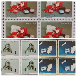 C 1603 Selo Natal Religiao Igreja Jesus Papai Noel 1988 Quadra Serie Completa