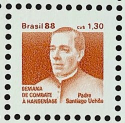C 1606 Selo Combate Contra Mal de Hansen Hanseniase Saude Padre Uchoa Religiao 1988 H25