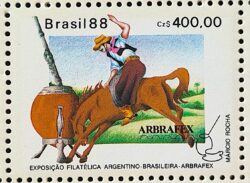 C 1607 Selo ARBRAFEX ARGENTINA Filatelia Servico Postal Cavalo 1988