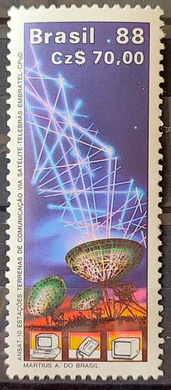 C 1617 Selo ANSAT 10 Comunicacao Telebras Embratel 1988