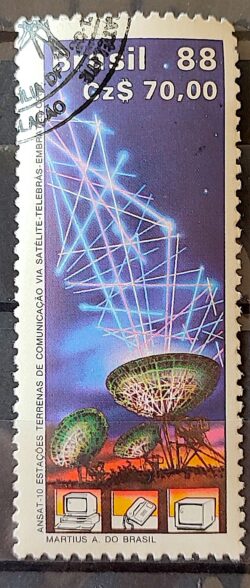 C 1617 Selo ANSAT 10 Comunicacao Telebras Embratel 1988 Circulado 2
