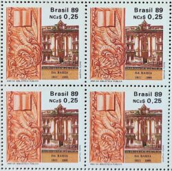 C 1620 Selo Ano da Biblioteca Publica Educacao 1989 Quadra