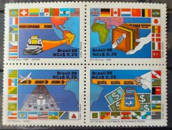 C 1621 Selo 20 Anos da ECT Correios Servico Postal Bandeira Mapa 1989