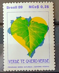 C 1626 Selo Programa Nossa Natureza Mapa Coracao 1989