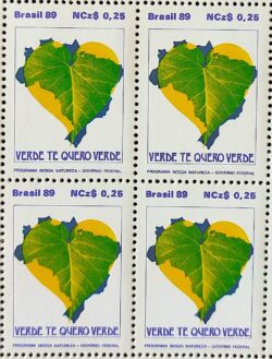 C 1626 Selo Programa Nossa Natureza Mapa Coracao 1989 Quadra