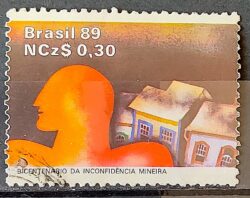C 1628 Selo 200 Anos Inconfidencia Mineira Historia Igreja 1989 Circulado 1