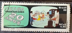 C 1635 Selo 20 Anos da TV Cultura Comunicacao 1989 Circulado 1