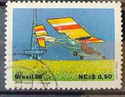 C 1636 Selo 80 Anos Voo Santos Dumont Aviao Ultraleve 1989 Circulado 4