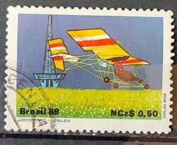 C 1636 Selo 80 Anos Voo Santos Dumont Aviao Ultraleve 1989 Circulado 5