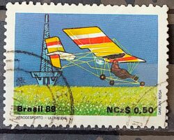 C 1636 Selo 80 Anos Voo Santos Dumont Aviao Ultraleve 1989 Circulado 8