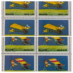 C 1636 Selo 80 Anos Voo Santos Dumont Aviao Ultraleve Demoiselle 1989 Quadra Serie Completa