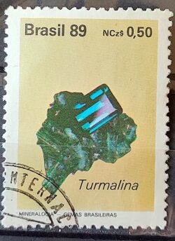 C 1639 Selo Gemas Brasileiras Pedra Semi Preciosa Turmalina Joia 1989 Circulado 1