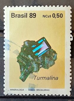 C 1639 Selo Gemas Brasileiras Pedra Semi Preciosa Turmalina Joia 1989 Circulado 6