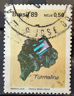 C 1639 Selo Gemas Brasileiras Pedra Semi Preciosa Turmalina Joia 1989 Circulado 7