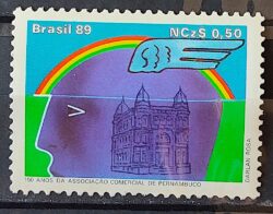 C 1642 Selo 150 Anos Associacao Comercial de Pernambuco Economia 1989