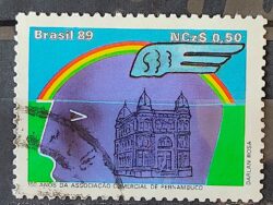 C 1642 Selo 150 Anos Associacao Comercial de Pernambuco Economia 1989 Circulado 1