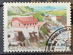 C 1644 Selo 100 Anos Hidreletrica de Marmelos Energia Eletricidade Juiz de Fora 1989 Circulado 10