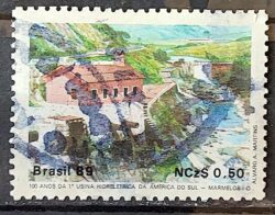 C 1644 Selo 100 Anos Hidreletrica de Marmelos Energia Eletricidade Juiz de Fora 1989 Circulado 12
