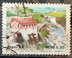 C 1644 Selo 100 Anos Hidreletrica de Marmelos Energia Eletricidade Juiz de Fora 1989 Circulado 13
