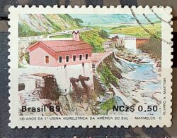 C 1644 Selo 100 Anos Hidreletrica de Marmelos Energia Eletricidade Juiz de Fora 1989 Circulado 14