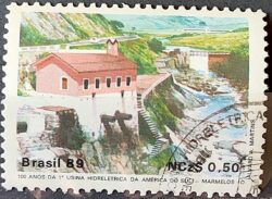 C 1644 Selo 100 Anos Hidreletrica de Marmelos Energia Eletricidade Juiz de Fora 1989 Circulado 15